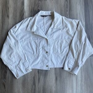 Vintage Eddie Bauer Khaki Beige Jacket Cropped Baggy Button Up Women's XL